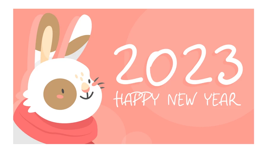 2023兔年新年春节新春卡通可爱手绘插画海报AI矢量设计素材模板【005】